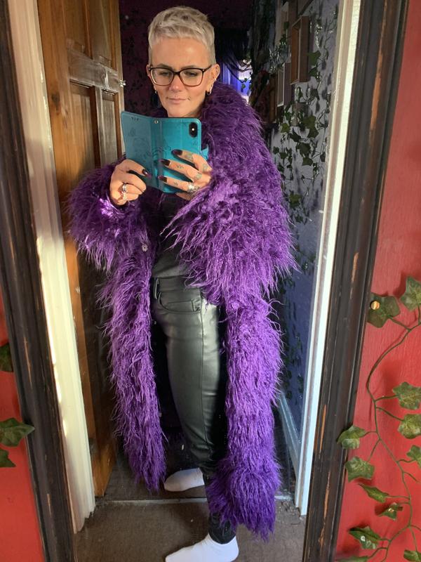 ASYOU faux fur maxi coat in purple | ASOS