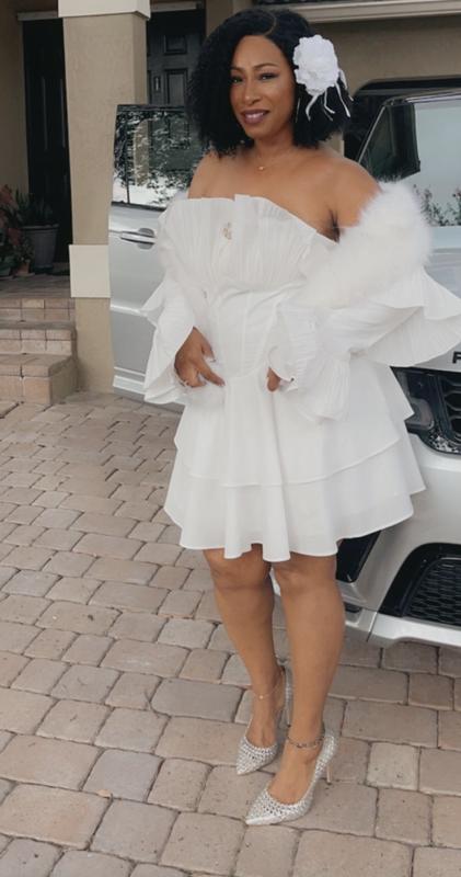 Luna pleats mini dress ivory 【店舗購入品】 ANDMARY】Luna pleats mini dress