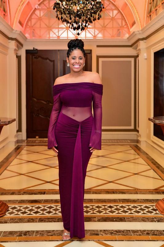 Kaiia exclusive double layered slinky foldover off the shoulder