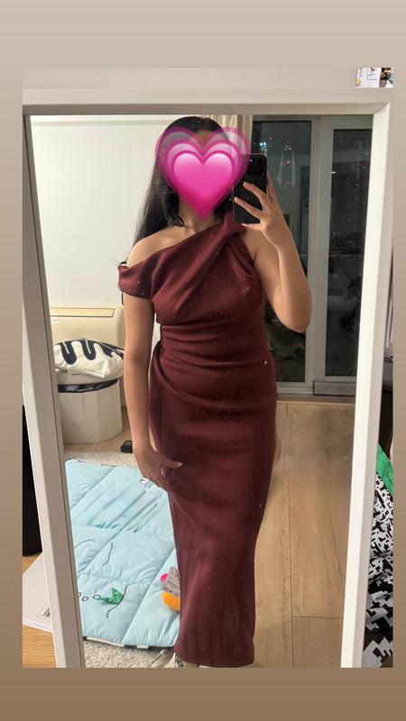 white christmas dresses Rent ASOS DESIGN Bare Shoulder Prom Scuba Midi Dress In Forest Green main image 0