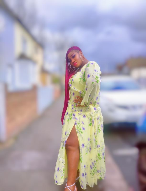 ASOS DESIGN Curve button through pintuck maxi dress in yellow floral print  | ASOS