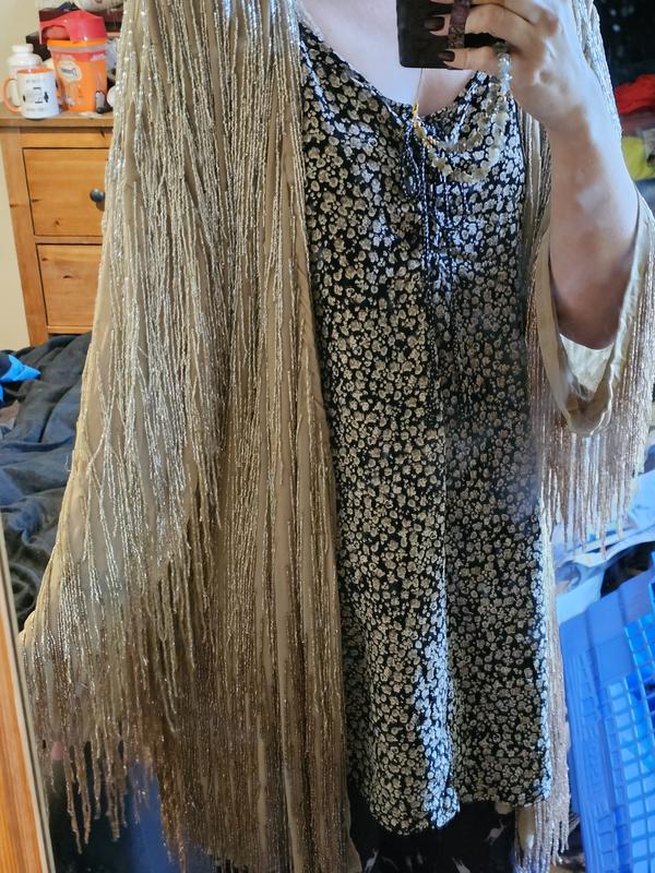 ASOS DESIGN Curve embellished plunge mini dress in ombre beaded fringe in  taupe | ASOS