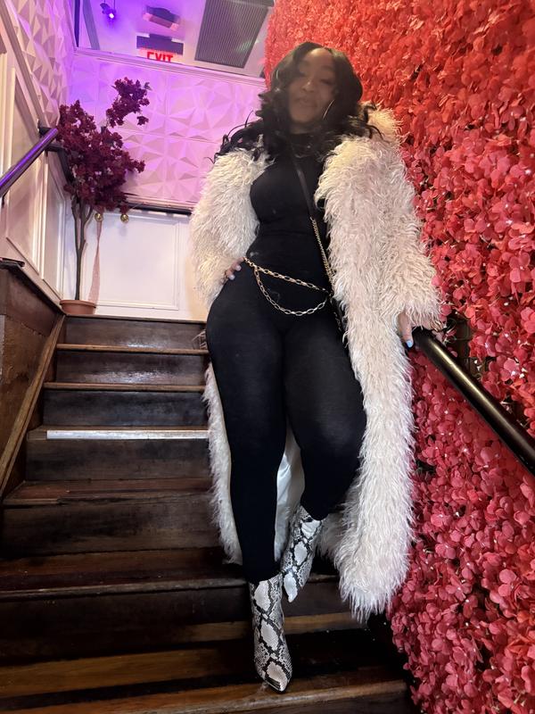 The Frolic exclusive oversized collar faux fur maxi coat in cream