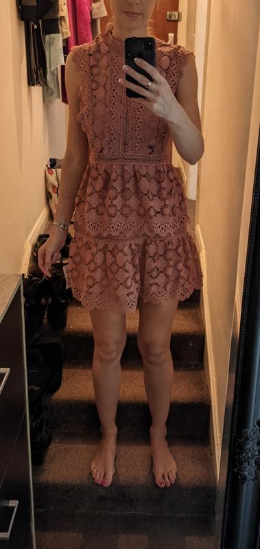 ASOS DESIGN tiered lace mini dress with contrast lace trim