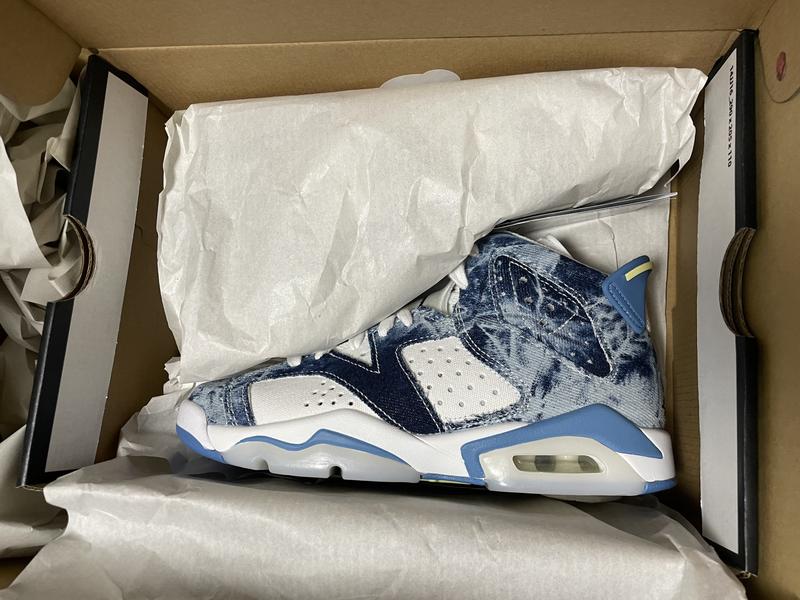 JORDAN BRAND AIR JORDAN 6 RETRO (GS) WHITE/DUTCH BLUE-CITRON TINT