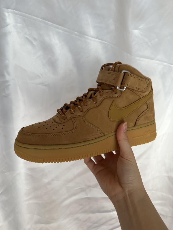 NIKE AIR FORCE 1 MID '07 WB FLAX/WHEAT-GUM LIGHT BROWN-BLACK 22HO-I