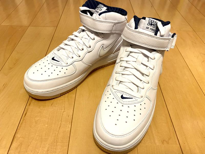 NIKE AIR FORCE 1 MID QS WHITE/WHITE-MIDNIGHT NAVY-GUM YELLOW