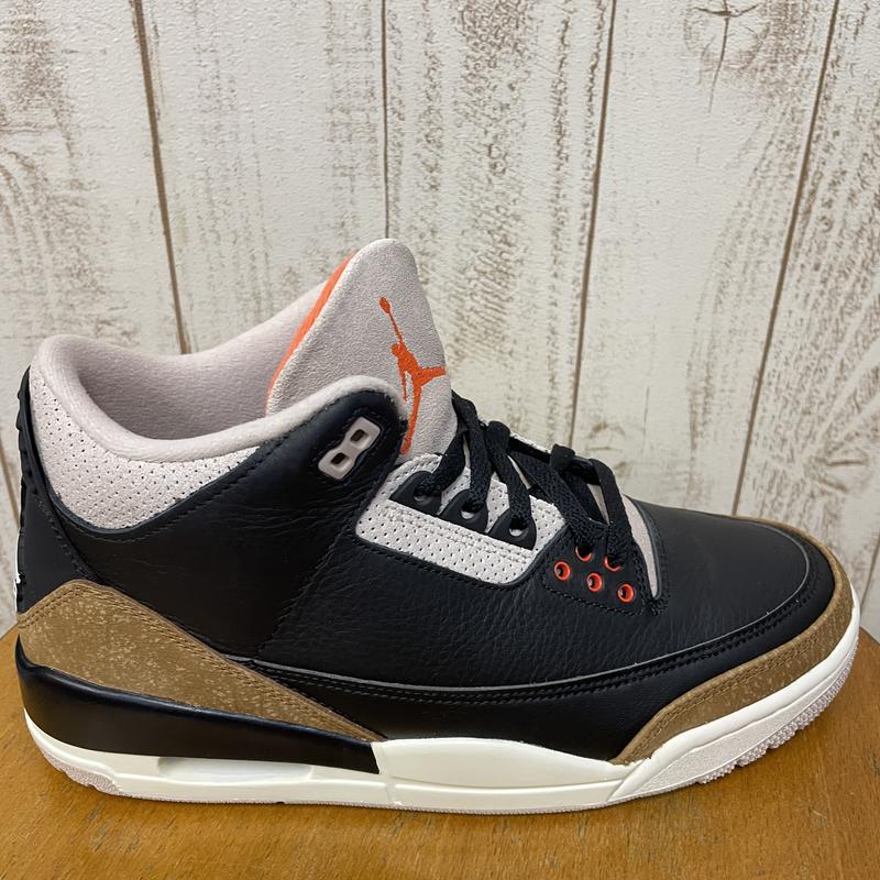 JORDAN BRAND AIR JORDAN 3 RETRO BLACK/RUSH ORANGE-FOSSIL STONE