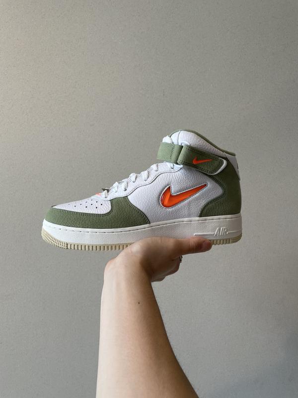 NIKE AIR FORCE 1 MID QS WHITE/TOTAL ORANGE-OIL GREEN-SAIL 22SU-S