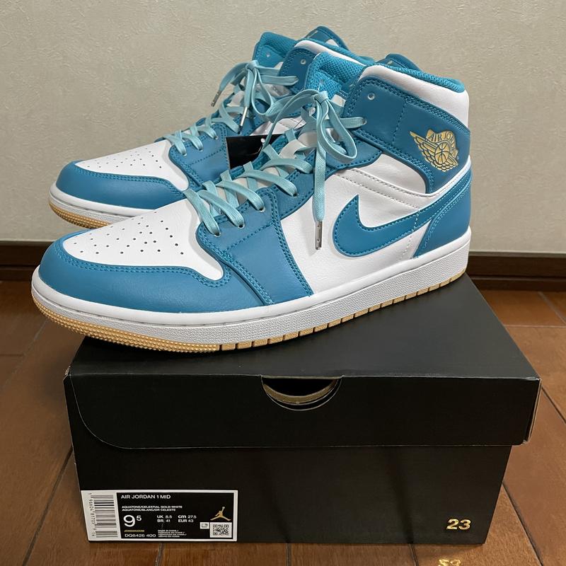 JORDAN BRAND AIR JORDAN 1 MID AQUATONE/CELESTIAL GOLD-WHITE 23SU-I