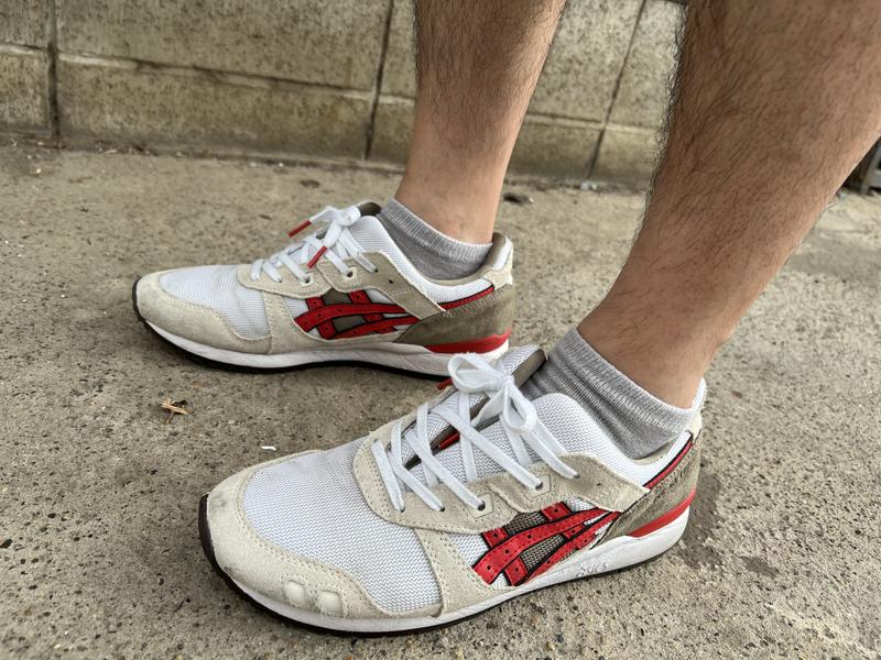 Asics gel lyte grey hot sale red