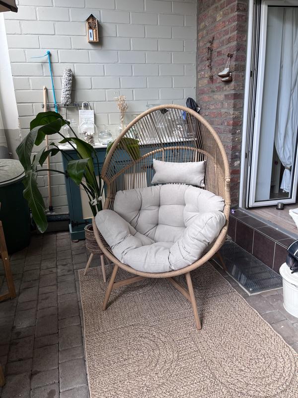 Garten-Loungesessel Ruhekokon (B x T x H: 100 x 98 x 142 cm, Metall, Kunststoffgeflecht, Natur)
