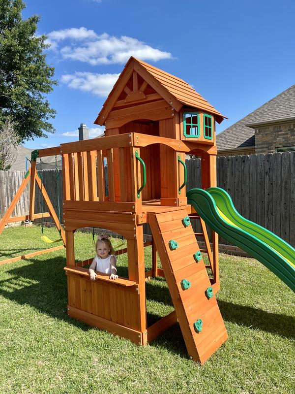 Casetta Da Giardino In Legno Con Scivolo E Altalena – Parco Giochi Esterno Per Bambini - Foto 12