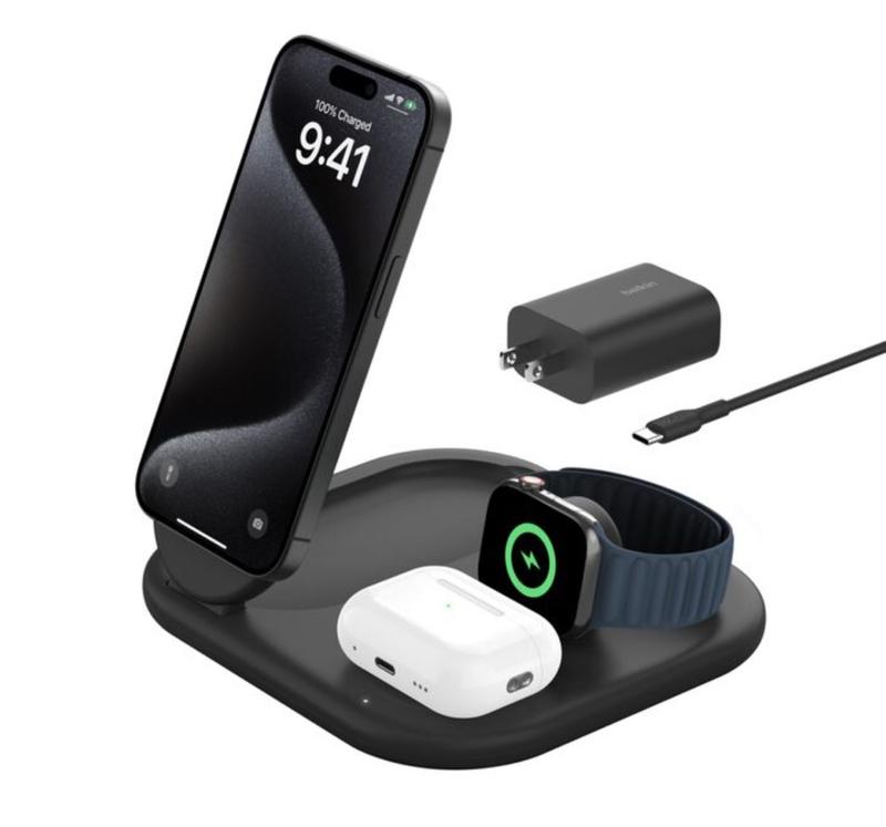 3-in-1 Magnetic Foldable Wireless Charger with Qi2, MagSafe