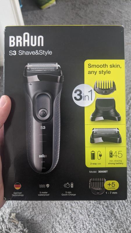 Braun Series 3 Shave&Style 300BT 3-in-1 Electric Shaver, Razor for Men with  Precision Beard Trimmer and 5 Combs, Rechargeable and Cordless Shaver, Black