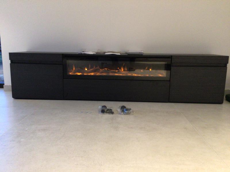 Skraut Home | TV-Meubel, Lowboard | Woonkamer, Eetkamer | 160 | Voor tv's tot 65 | Elektrische haard XXL | Hangend | Moderne stijl | Eiken