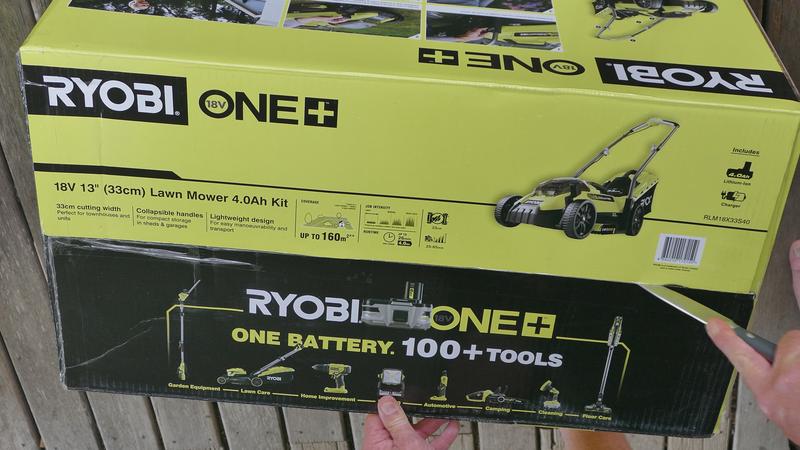 Ryobi 18v one+ 33cm deals 4.0 ah lawn mower kit