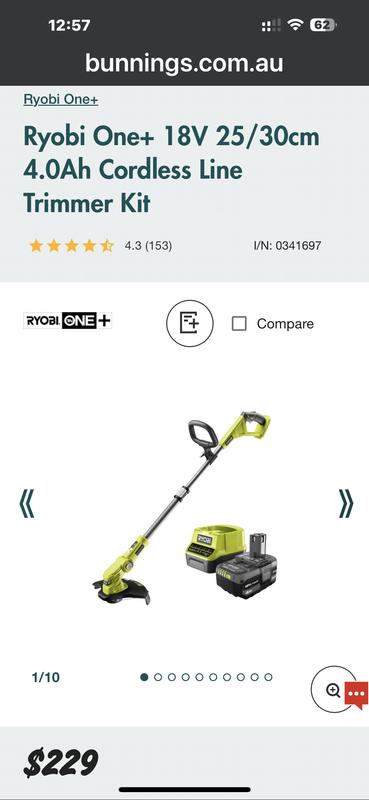 Bunnings ryobi one online line trimmer