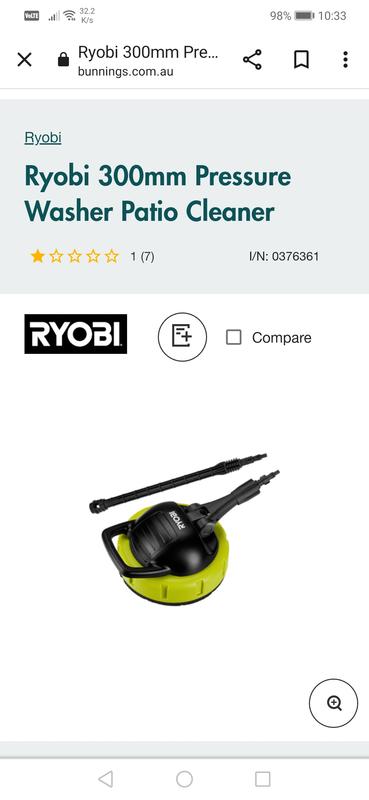 Ryobi high store pressure cleaner bunnings