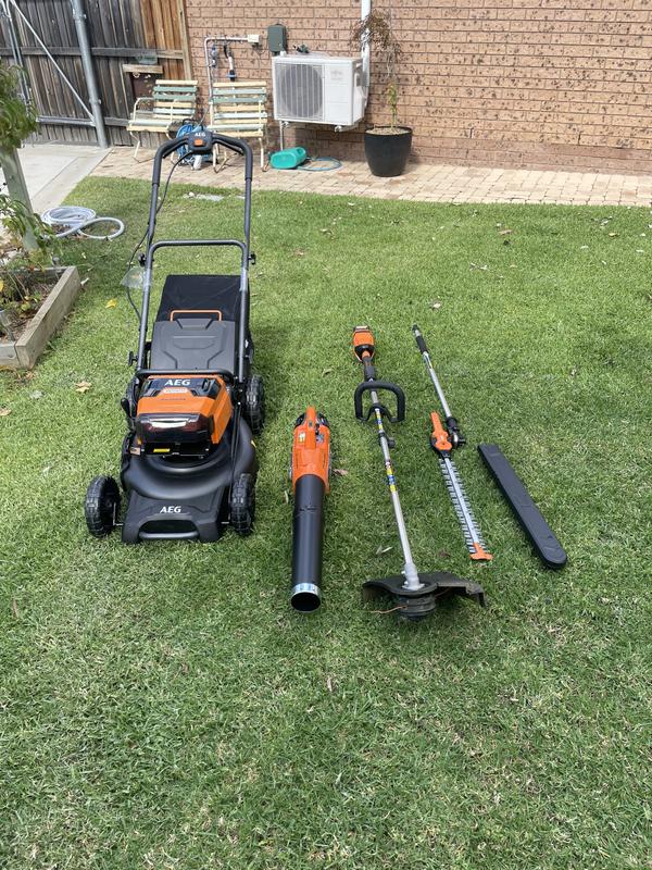 AEG 2x18V 36V 18 FUSION Lawn Mower Kit Bunnings Australia