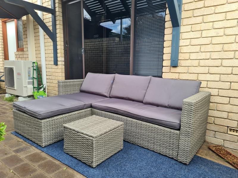 Marquee 3 piece steel deals corner sofa lounge setting