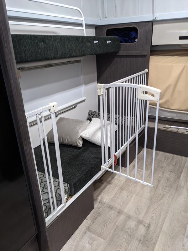 Bunk beds with outlet safety gate