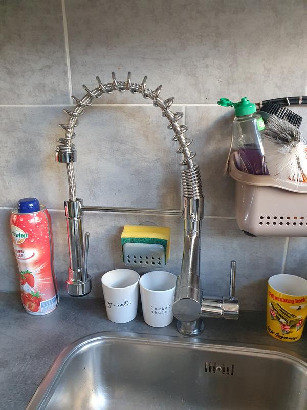 Baollansa Waterkraan Keuken, Hogedruk Keukenkraan, Mengkraan Spoelbakarmatuur, Keukenkranen, kitchen faucet 360 Graden Draaibaar, Uitgerust met twee douchekoppen (chroom