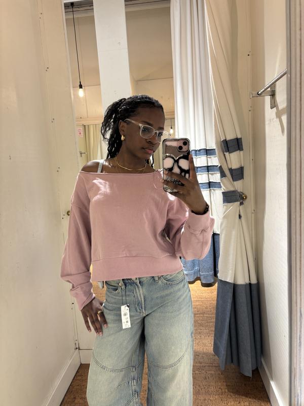 SoftTerry Off Shoulder Sweatshirt Pink | Garage