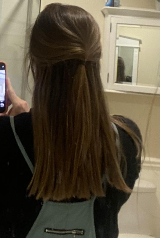 My hair 5 days after using the banana drink. Still shiny, still straight and no knots!