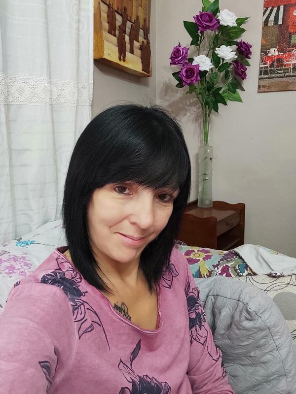 Mi pelo recién teñido y tratado con fructosa.