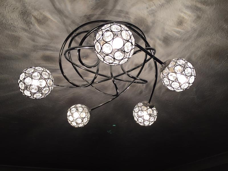 Lopez Crystal Circle Chrome Effect 5 Lamp Ceiling Light