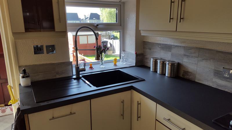 38mm Edurus Zinc Zinc Argente Black Laminate Square Edge Kitchen