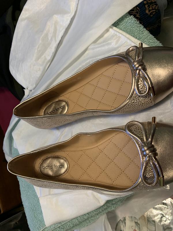 Katti Black Pale Gold Leather Flat Shoes by Diana Ferrari Shop