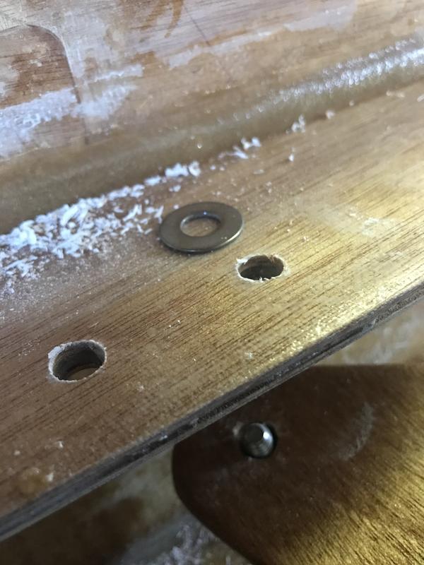 Used dremel with this tool to remove excess epoxy from foot-stretcher holes and keel stiffener holes as they were inaccessible due to cowlings and shape of the hull.