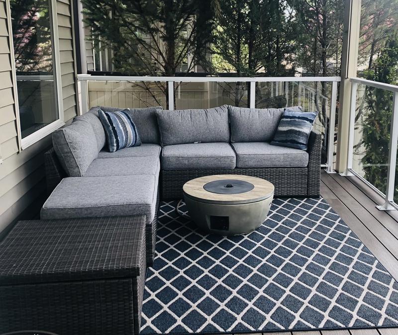 Petal Road Outdoor Sectional with Ottoman and Coffee Table