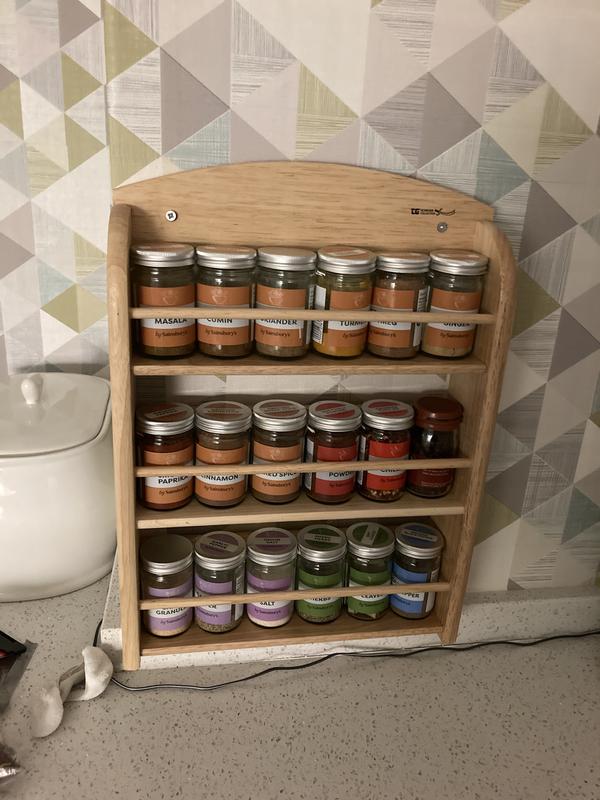 T G Wooden Scimitar 18 Jar Wall Spice Rack Dunelm