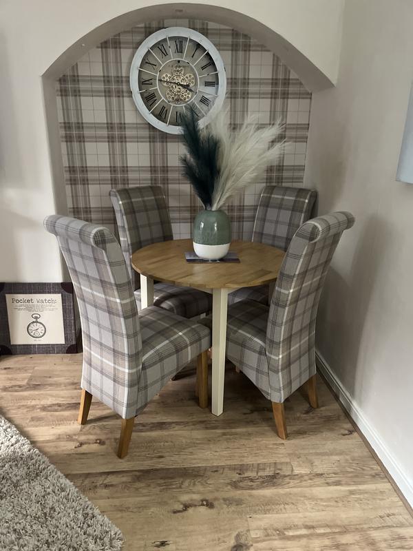 Chester Set of 2 Dining Chairs Woven Check Fabric Dunelm