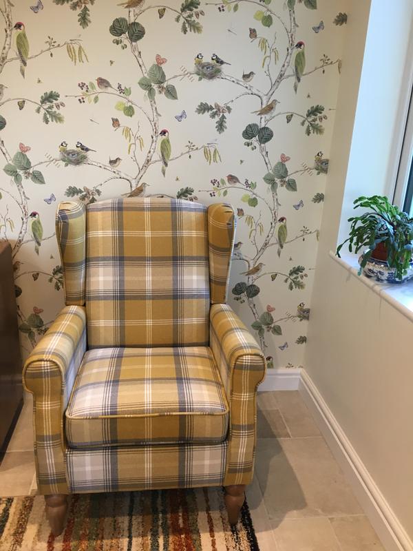 Oswald Check Wingback Armchair Dunelm