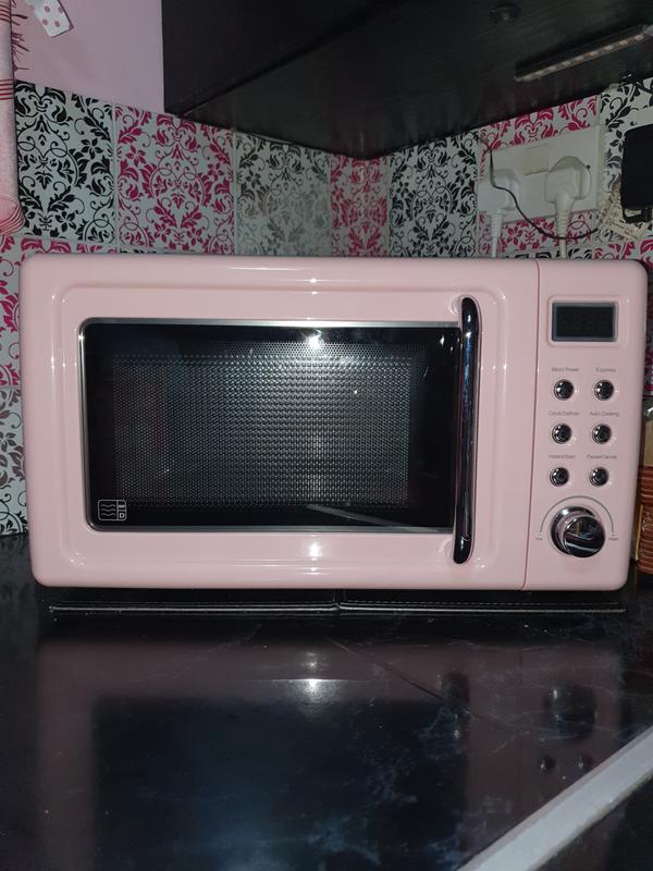 Swan 800W Retro Digital Microwave - Pink