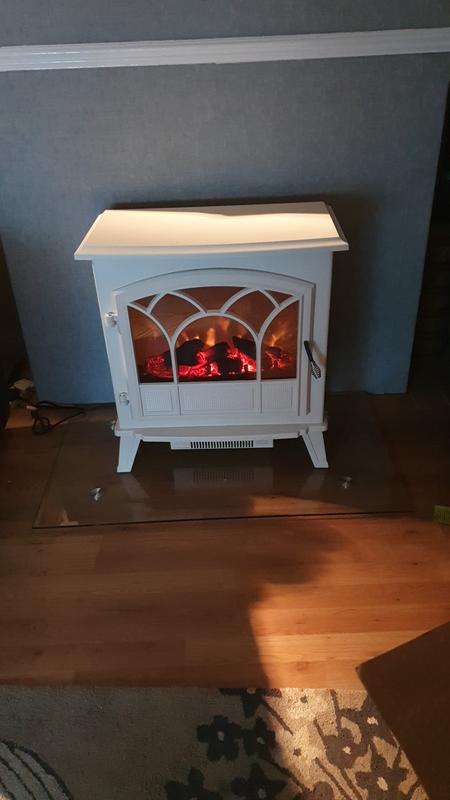 1850W Free-Standing Off-White Stove Effect Heater | Dunelm