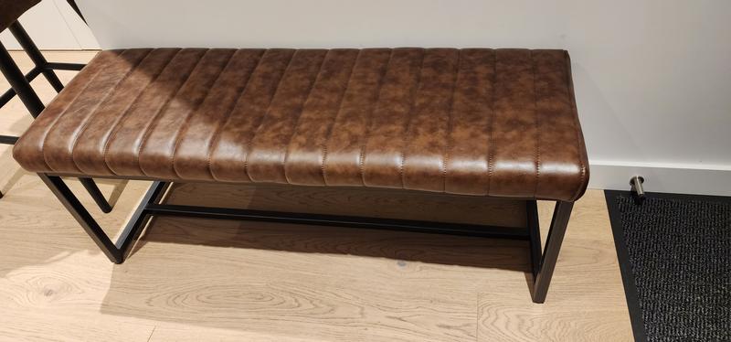 Brown faux deals leather bench