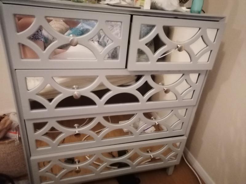 Delphi mirrored chest of deals drawers grey