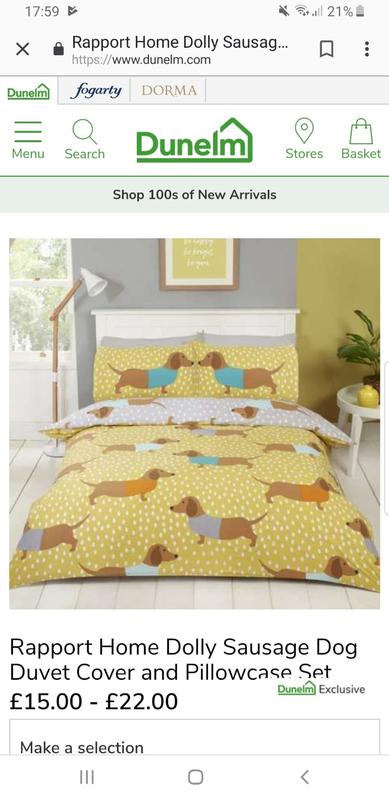 Rapport Home Bertie Sausage Dog Duvet Cover And Pillowcase Set