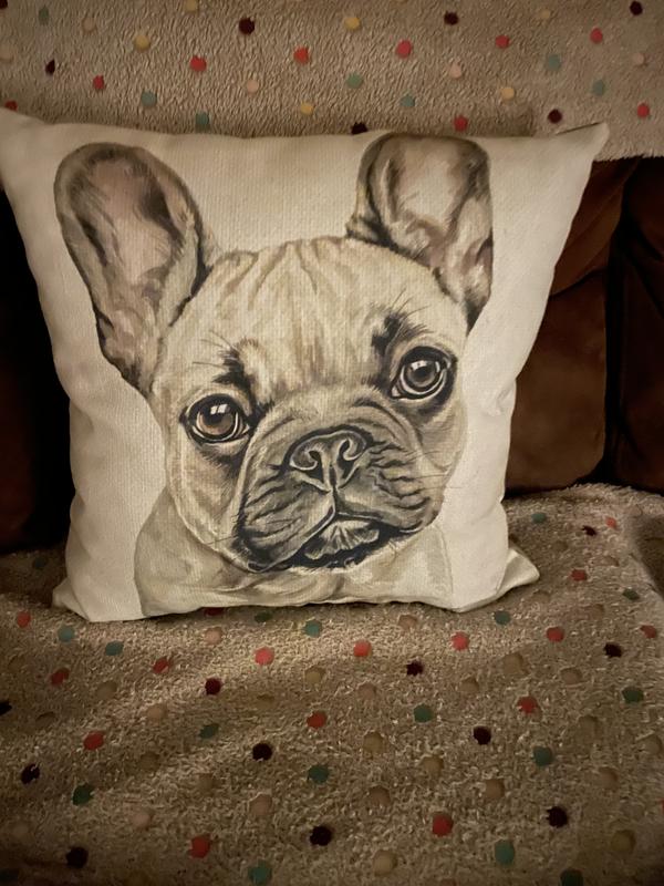 Christine Varley French Bulldog Fawn Square Cushion