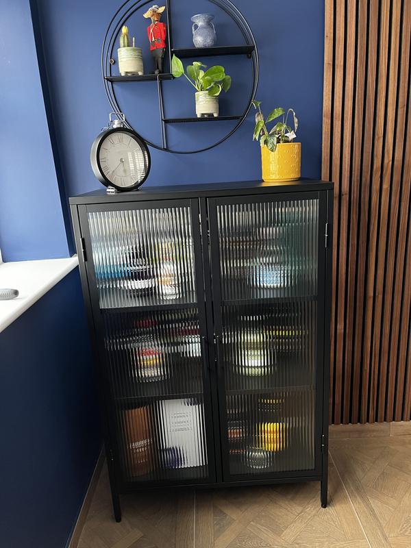 Metal wall store cabinet action