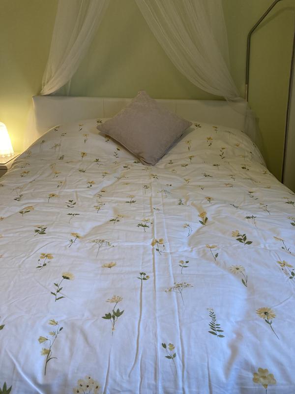 Pressed Floral Yellow 100% Cotton Duvet Cover and Pillowcase Set