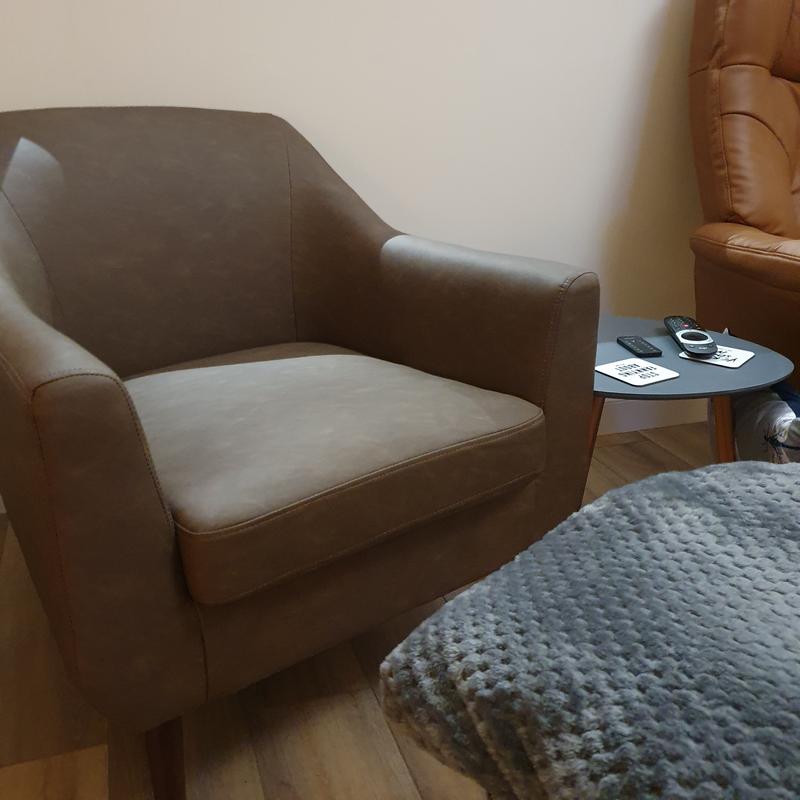 Dunelm faux deals leather tub chair