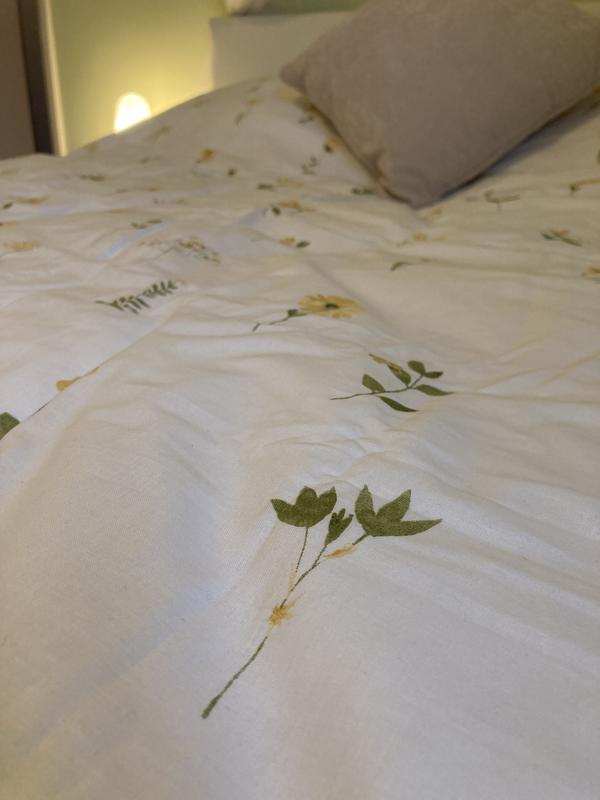 Pressed Floral Yellow 100% Cotton Duvet Cover and Pillowcase Set