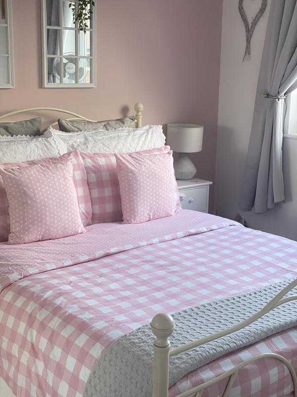 Gingham Pink Duvet Cover and Pillowcase Set