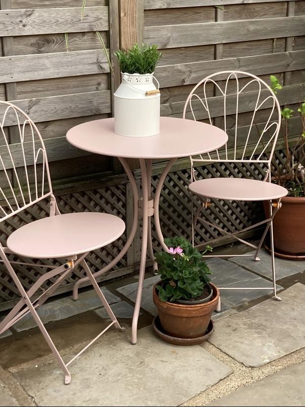 Scalloped Pink 2 Seater Metal Bistro Set Dunelm